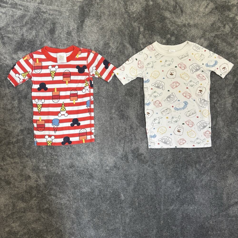Hanna Andersson Disney Pajama Tops Lot 2 Boys Girls 5 6 7 Mickey Star Wars